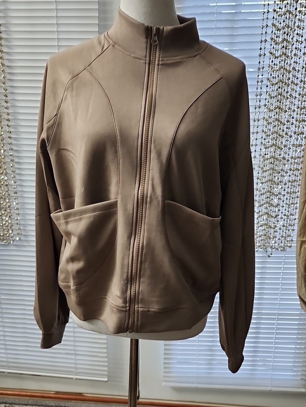 Women's Taupe Zip-Front Lightweight Jacket